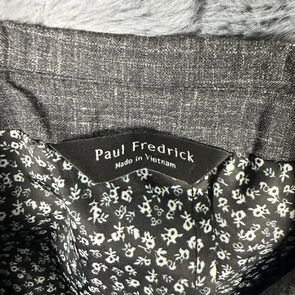 Paul Fredrick Mens 42L Double Breasted Wool Silk Linen Blazer Black JUR004W